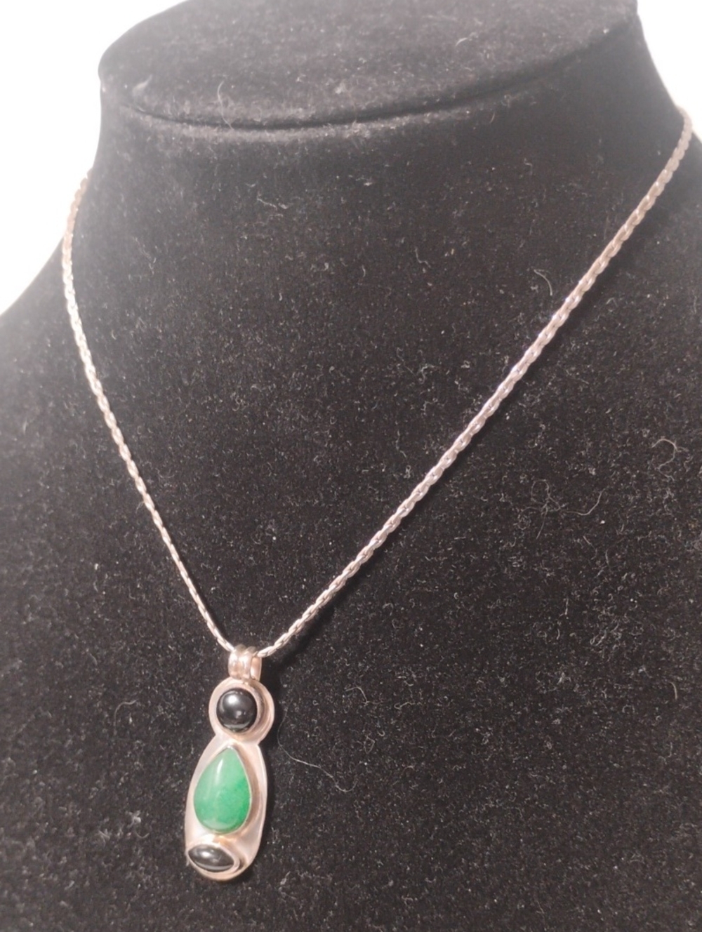 925 Sterling Silver Gemstone Pendant On 16" Link Chain